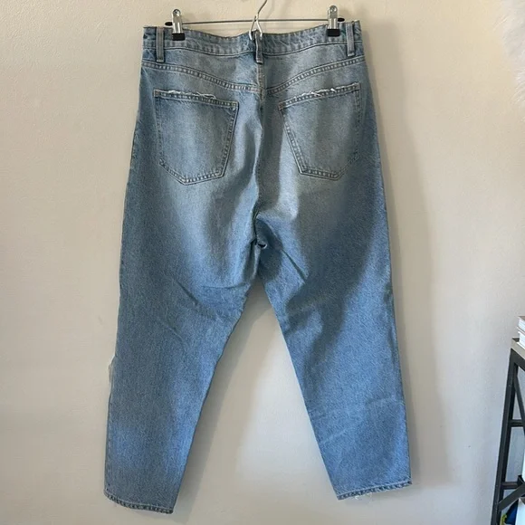 Zara Blue Straight Fit Jeans with Distressing - Size 12 - Picture 8 of 8